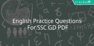 English Practice Questions For SSC GD PDF