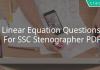 Linear Questions For SSC Stenographer PDF