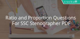 Ratio and Proportion Questions For SSC Stenographer PDF