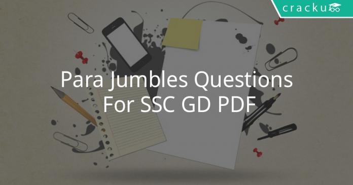 Para Jumbles Questions For SSC GD PDF