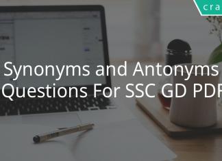 Synonyms and Antonyms Questions For SSC GD PDF