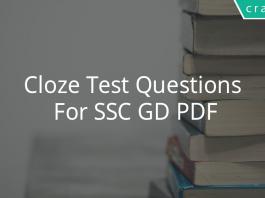 Cloze Test Questions For SSC GD PDF