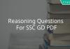 Reasoning Questions For SSC GD PDF