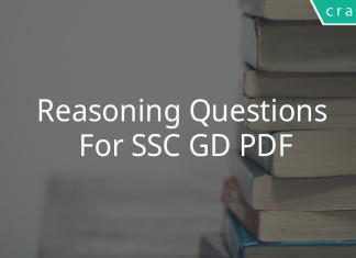 Reasoning Questions For SSC GD PDF