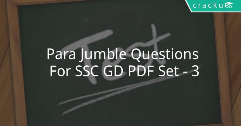 Para Jumble Questions For SSC GD PDF Set - 3 - Cracku