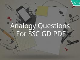 Analogy Questions For SSC GD PDF