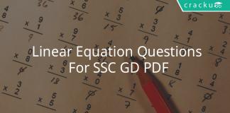 Linear Equation Questions For SSC GD PDF