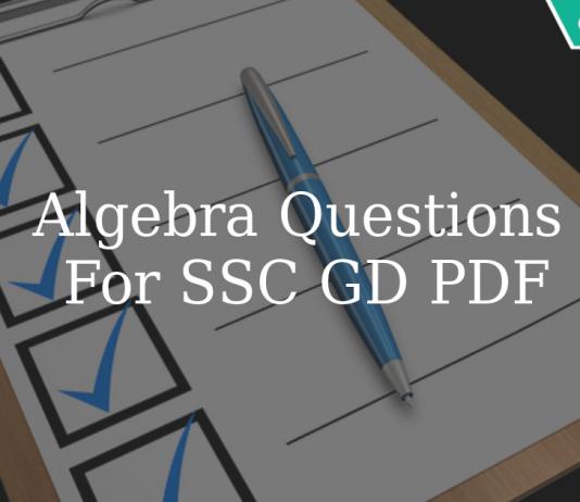 Algebra Questions For SSC GD PDF