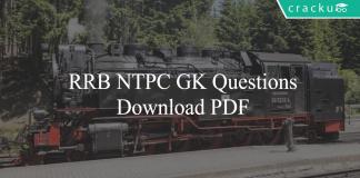 RRB NTPC GK Questions PDF