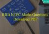 RRB NTPC Maths Questions PDF