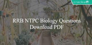 RRB NTPC Biology Questions PDF