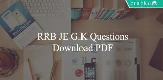 RRB JE G.K Questions PDF