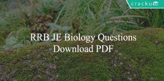 RRB JE Biology Questions PDF