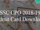 SSC CPO admit card download