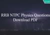 RRB NTPC Physics Questions PDF