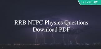 RRB NTPC Physics Questions PDF