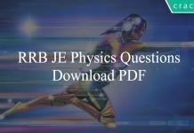 RRB JE Physics Questions PDF