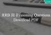 RRB JE Reasoning Questions PDF