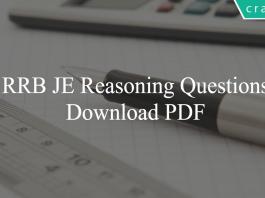 RRB JE Reasoning Questions PDF
