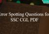 Error Spotting Questions for SSC CGL PDF