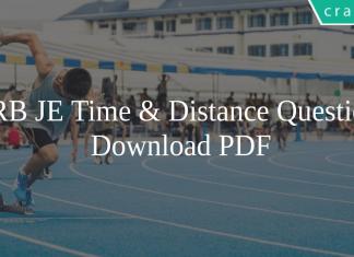 RRB JE Time & Distance Questions PDF
