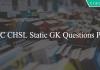 SSC CHSL Static GK Questions PDF