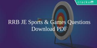 RRB JE Sports & Games Questions PDF