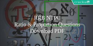 RRB NTPC Ratio & Proportion Questions pdf