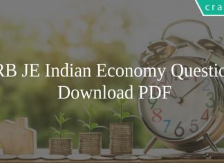 RRB JE Indian Economy Questions PDF