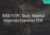 RRB NTPC Study Material - Important Questions PDF