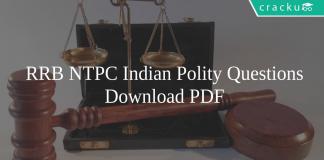 RRB NTPC Indian Polity Questions PDF