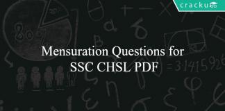 Mensuration Questions for SSC CHSL PDF