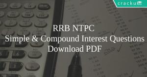 RRB NTPC Simple & Compound Interest Questions PDF - Cracku