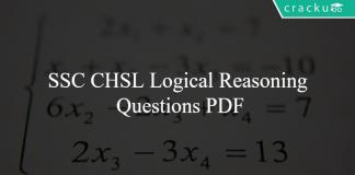 SSC CHSL Logical Reasoning Questions PDF