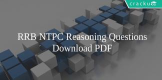 RRB NTPC Reasoning Questions PDF