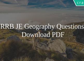 RRB JE Geography Questions PDF