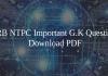 RRB NTPC Important G.K PDF