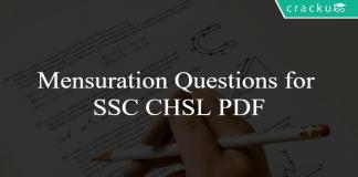 Mensuration Questions for SSC CHSL PDF