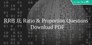 RRB JE Ration & Proportion Questions PDF