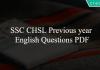 SSC CHSL Previous year English Questions PDF