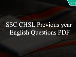 SSC CHSL Previous year English Questions PDF