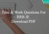 RRB JE Time & Work Questions PDF