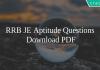 RRB JE Aptitude Questions PDF