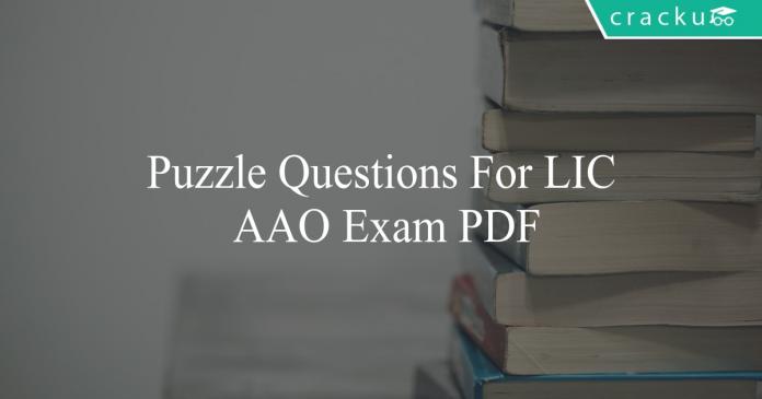 puzzle questions for lic aao exam pdf