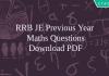 RRB JE Previous Maths Questions PDF