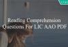 reading comprehension questions for lic aao pdf