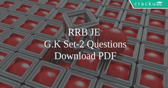 RRB JE G.K Set-2 Questions PDF