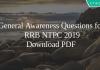 General Awareness Questions for RRB NTPC PDF