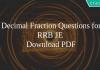 Decimal Fraction Questions for RRB JE PDF