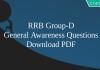 General Awareness Questions for RRB Group-D PDF